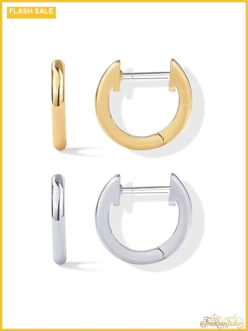 Small Gold Hoop Earrings for Women - 14K Gold Plated Huggie Earrings Pack